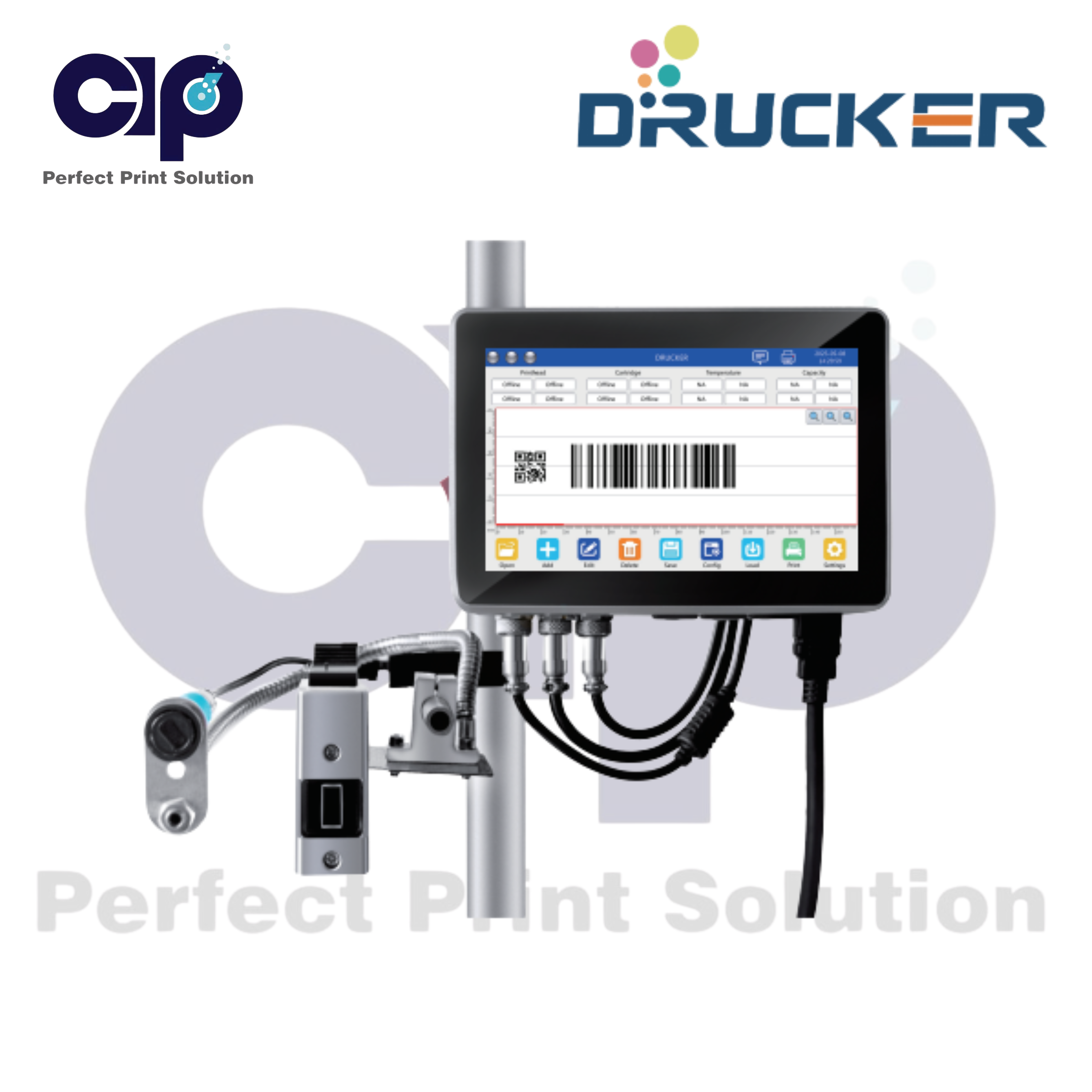 Máy in phun nhiệt Drucker TIJ dòng A Series (T1H-A2/T2H-A2/T4H-A2) HP TIJ 2.5